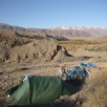 Camping in stone desert